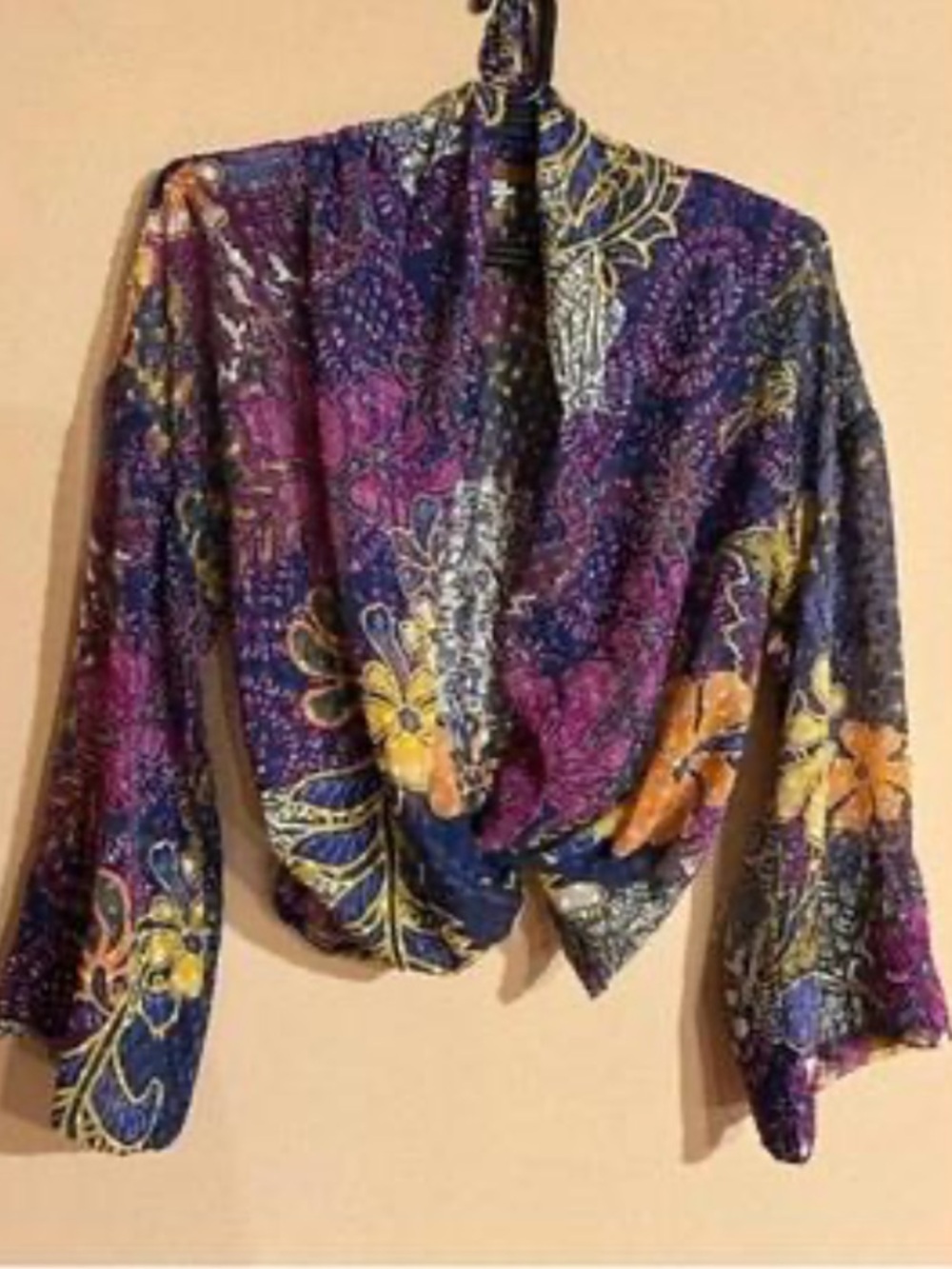 VINTAGE Kenzo Vibrant Floral Draped Wrap Shirt (sz 40 Medium)